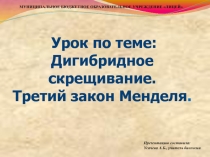 Презентация по теме Дигибридное скрещивание. Третий закон Менделя