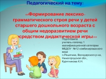 Презентация к семинару на тему Формирование лексико-грамматического строя речи у детей с ОНР посредством д/и