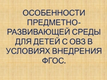 Презентация к докладу Особенности предметно-развивающей среды для детей с ОВЗ в условиях внедрения ФГОС.