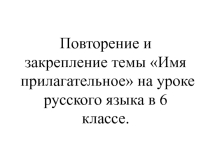 Презентация Повторение и закрепление темы Имя прилагательное на уроке русского языка в 6 классе.