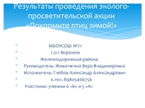 Отчёт об экологической акции Покормите птиц зимой