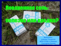Презентация моего ученика по химии Поваренная соль