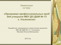 Программа профессиональных проб учащихся МБУ ДО ДШИ № 13 г. Ульяновска