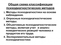 Классификации психодиагностических методов - школьному психологу