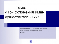 Презентация по русскому языку на тему: Три склонения имён существительных