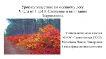 Урок- путешествие по осеннему лесу. Числа от 1 до 10. Сложение и вычитание. Закрепление.