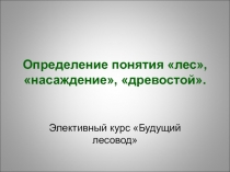 Презентация к лекции элективного курса Будущий лесовод по теме Определение понятия Лес, Насаждение, Древостой