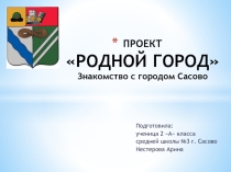 Проект ученицы 3 А класса Нестеровой Арины Родной город