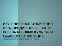 Презентация Изучение восстановления плодородия почвы после посева бобовых культур и самовосстановления