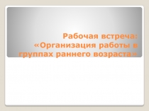 Организация работы с детьми в группах раннего возраста.