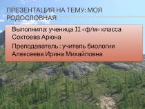 ПрезентацияМоя малая родина История семьи Соктоева Арюна