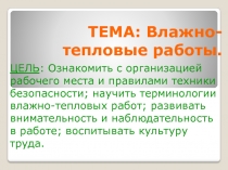 Презентация по технологии на тему Влажно-тепловые работы (5 класс)