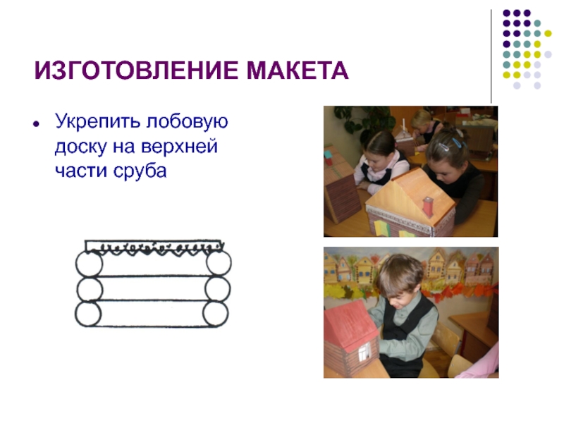 Проектная работа: Москва деревянная ИЗГОТОВЛЕНИЕ МАКЕТАУкрепить лобовую доску на верхней части сруба ИЗГОТОВЛЕНИЕ МАКЕТАУкрепить лобовую доску на верхней части сруба