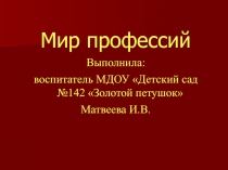 Презентация по дошкольному образованию Мир профессий.