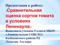 Презентация к работе: Сравнительная оценка сортов томата в условиях Ленинаула