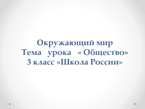 Презентация по окружающему миру на тему Общество