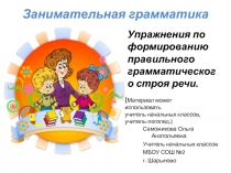 Презентация Занимательная грамматика Упражнения по формированию правильного грамматического строя речи.