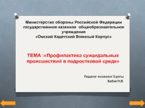 Презентация Профилактика суицида в подростковой среде  №1