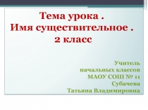 Презентация по русскому языку на тему Имя существительное (2 класс)