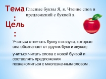 Презентация по литературному чтению на тему Гласные буквы Я, я 1 класс