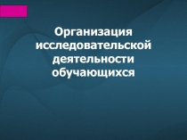 Организация исследовательской деятельности школьников