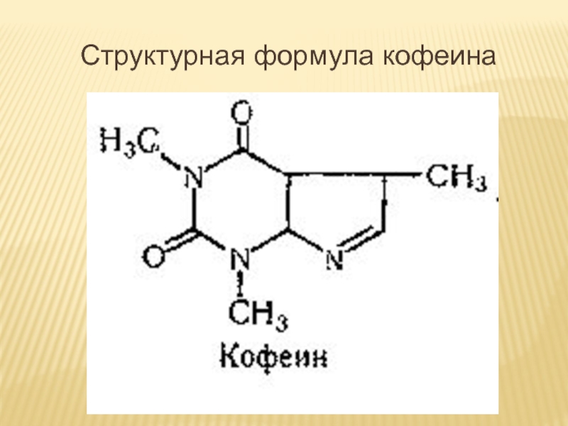 Презентация по теме Кофеин Структурная формула кофеина Структурная формула кофеина