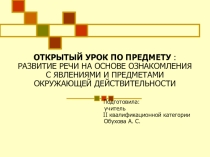 Презентация по развитию речи на основе ознакомления и изучения предметов и явлений окружающей дейсвительности