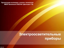 Презентация к уроку технологии на тему Электроосветительные приборы (8 класс)