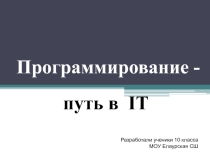 Презентация Программирование - путь в IT