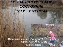 Презентация исследовательской работы Геоэкологическое состояние реки Темерник