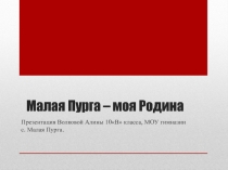 Презентация по проекту  Моя малая родина - Малая Пурга