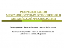 Презентация к проекту по английскому языку: Репрезентация межличностных отношений в английской фразеологии.