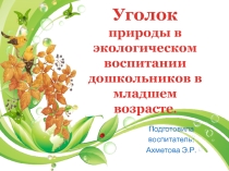 Уголок природы в экологическом воспитании дошкольников в младшем возрасте