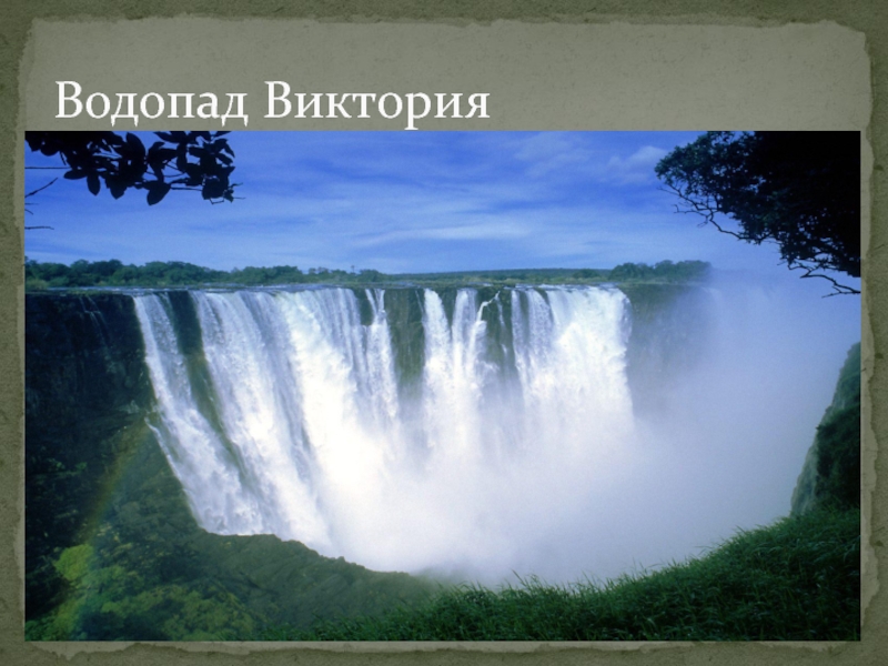 Презентация по географии 6класс. Географические координаты Водопад Виктория Водопад Виктория
