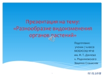 Презентация по биологии на тему Разнообразие видоизменения органов растений