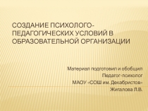 Создание психолого-педагогических условий в образовательной организации в соответствии с новым профстандаром психолога