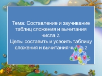 Презентация по математике на тему Составление таблиц в пределах +-2 (1 класс)