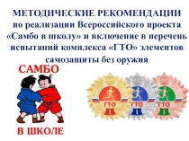Презентация Методические рекомендации по реализации Всероссийского проекта Самбо в школу и включение в перечень испытаний комплекса ГТО элементов самозащиты без оружия