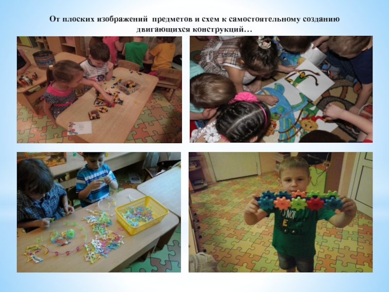 Развитие предпосылок инженерного мышления у дошкольников От плоских изображений предметов и схем к самостоятельному созданию двигающихся конструкций… От плоских изображений предметов и схем к самостоятельному созданию двигающихся конструкций…