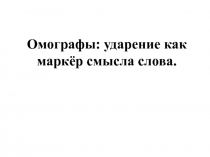 Омографы: ударение как маркёр смысла слова. 5 класс. Родной язык (русский)