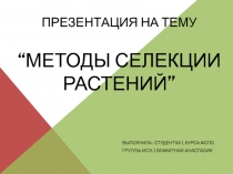 Автор Блакитная А. Презентация по биологии Методы селекции растений (10-11 класс)