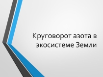 Презентация по химической экологии: Круговорот азота в экосистеме Земли