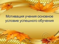 Мотивация учения - основное условие успешного обучения