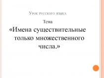 Открытый урок Имена существительные только множественного числа