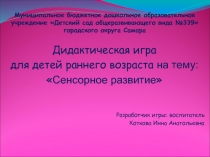 Дидактическая игра для детей раннего возраста на тему Сенсорное развитие