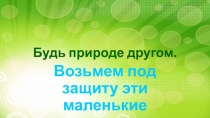 Презентация по окружающему миру  Возьмем под защиту эти маленькие существа