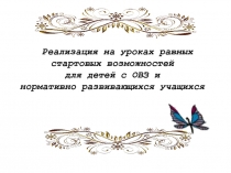Реализация на уроках равных стартовых возможностей для детей с ОВЗ и нормативно развивающихся учащихся