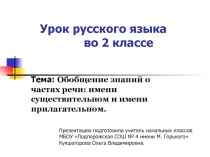 Презентация к уроку русского языка 2а класс части речи закрепление