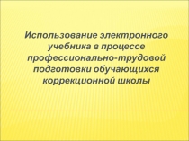 Презентация. Использование электронного учебника в процессе профессионально-трудовой подготовки обучающихся коррекционной школы