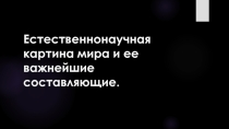 Презентация по дисциплине Естествознание на тему Естественнонаучная картина мира и ее важнейшие составляющие (1 курс)